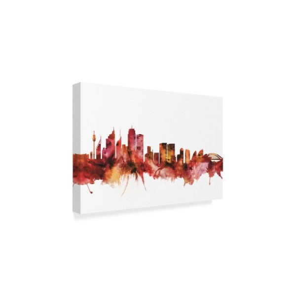 Michael Tompsett 'Sydney Australia Skyline Red' Canvas Art,30x47